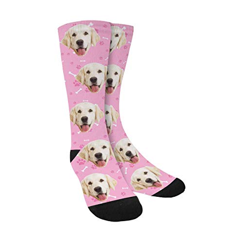 Personalized Custom Face Socks Bone Pink Print Photo Socks for Men Women
