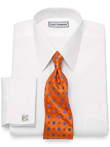 Paul Fredrick Men's Non-Iron 2-Ply Cotton Straight Collar Dress Shirt, Size 15.0/34 White