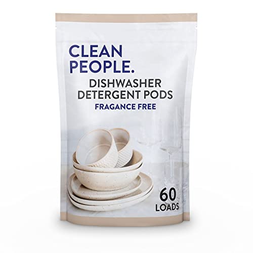 Clean People All Natural Dishwasher Pods - Plant-Based Dishwasher Detergent Pods - Cuts Grease & Rinses Sparkling Clean - Residue-Free - Fragrance Free Dishwashing Pods - Unscented, 60 Pack