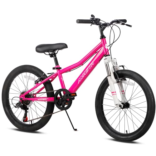AVASTA 20'' Big Kids Mountain Bike for Age 6 7 8 9 10 11 12 Years Old Boys Girls Teen with Suspension Fork Front & Rear Dual Hand Brakes 6 Speeds Drivetrain, Pink