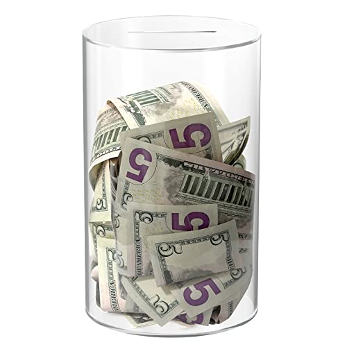 ARIAL Piggy Bank for Adults Break to Open, Clear for Savings Cash and Coin, Perfect Size 8' H x 5' Diameter for Kids Birthdays Home Decoration (Medium)