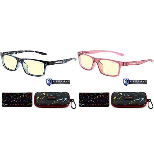 Kids Blue Light Glasses 2-Pack - GUNNAR Cruz Kids Large Tortoise and Pink Combo