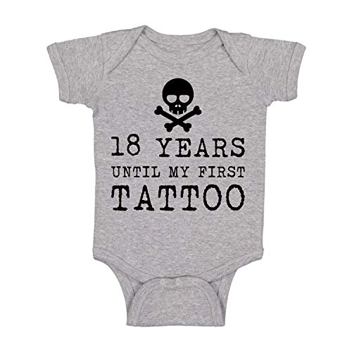 18 Years Until My First Tattoo Funny Cute Novelty Infant Creeper, One-Piece Baby Bodysuit (Light Grey, 6 Months)