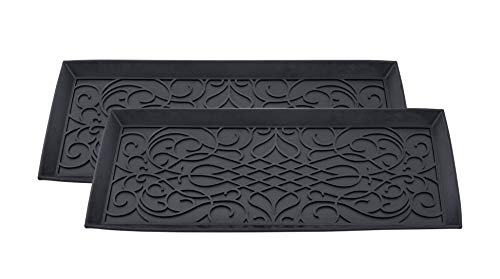 Superio Rubber Boot & Shoe Tray, 34 x 14 x 2 Rectangle, Heavy Duty, Protects Floors from Water and Dirt, Waterproof for All Weather Indoor Outdoor Use, (2)