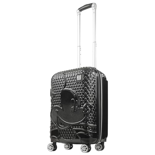 FUL Disney Mickey Mouse 21 Inch Carry On Luggage, Hardshell Rolling Suitcase with Spinner Wheels, Black
