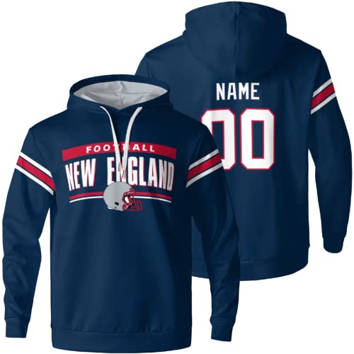 ANTKING New England Hoodies Personalized Sweatshirt Customized Any Name Any Number Gifts for Men Kids