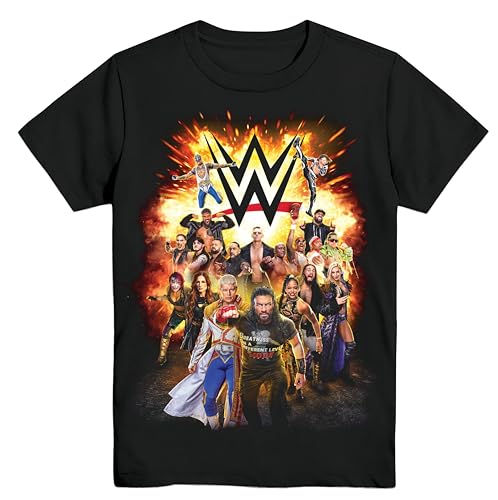 WWE Cody Rhodes Roman Reigns Becky Lynch Rhea Ripley Group Boys Youth T-Shirt(MD, Black)