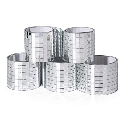 PP OPOUNT 2360 PCS Self Adhesive Mosaic Tiles, 5 x 5 mm Disco Tiles, Square Mirror Mosaic Tiles for Interior Decoration, DIY Disco Ball, Card Making and Art Collage