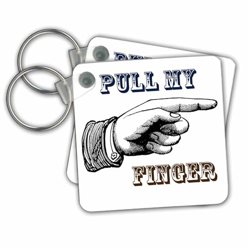 3dRose Key Chains Pull my finger funny vintage art funny fart jokes (kc-123301-1)