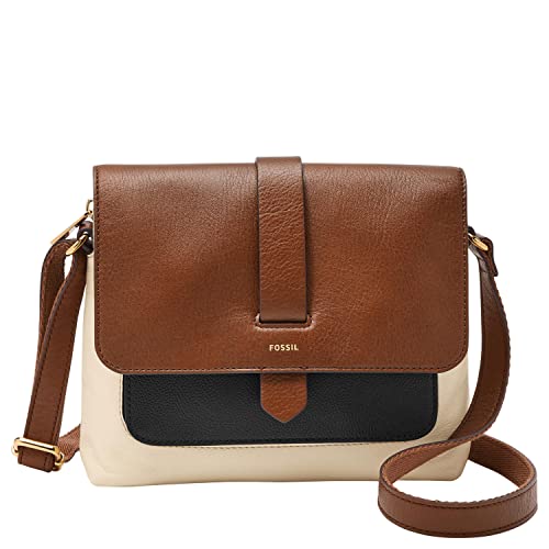 Fossil Women's Kinley Leather Small Crossbody Purse Handbag, Neutral Colorblock (Model: ZB1878104)