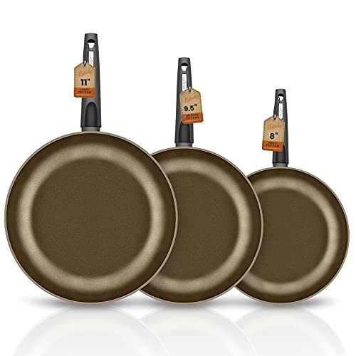 NutriChef 3-Piece Nonstick Kitchen Cookware Set - PFOA/PFOS Free Professional Hard Anodized Home Kitchen Ware Pan Set - Small, Medium, and Large Frying Pans - Compatible with Model NCCW12S NCW12FP3
