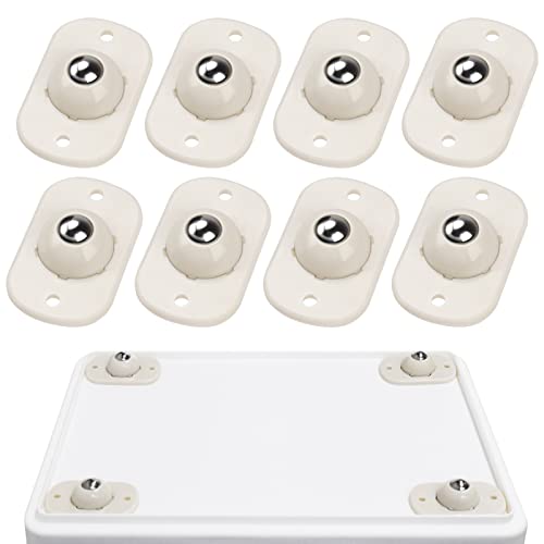 Self Adhesive Mini Caster Wheels, Sticky Pulley for Trash Can, Storage Box, Small Furniture (8, White-Swivel)
