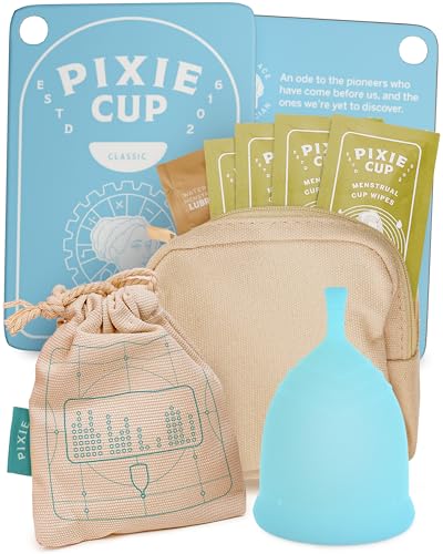Pixie Soft Menstrual Cup - Ranked 1 for Most Comfortable Reusable Period Cup - Buy One We Give One - Includes Ebook Guide, Flushable Wipes, Lube, & Storage Bag - Tampon and Pad Alternative