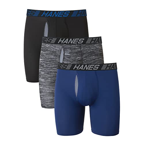Hanes Men's X-Temp Total Support Pouch Boxer Brief, Anti-Chafing, Moisture-Wicking Underwear, Multi-Pack, Long Leg-Assorted, 3X-Large