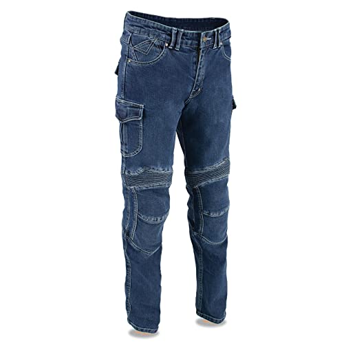 Milwaukee Leather MDM5012 Men's Blue Knee Flex Armored Straight Cut Motorcycle Denim Jeans Reinforced with Aramid Fibers - 34