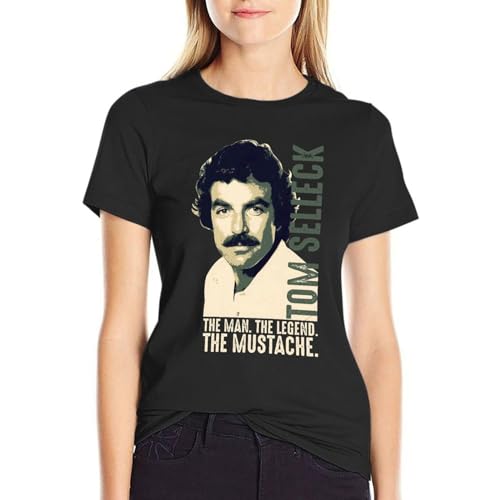 Tom Actor Selleck Shirt Women's Casual Summer Short Sleeve Graphic T Shirts Vintage Basic Tees Tops