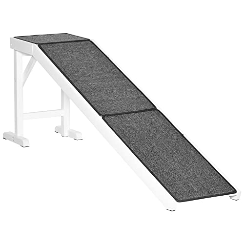 PawHut Dog Ramp for Bed, Pet Ramp for Dogs with Non-Slip Carpet and Top Platform, 74' x 16' x 25', White