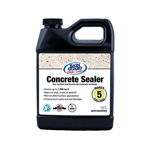 Rain Guard Water Sealers SP-4003 Concrete Sealer Concentrate Makes 5 Gallons - Clear Natural Finish -Deep Penetrating Water Repellent Protection for All Concrete Surfaces -Water-Based Silane/Siloxane