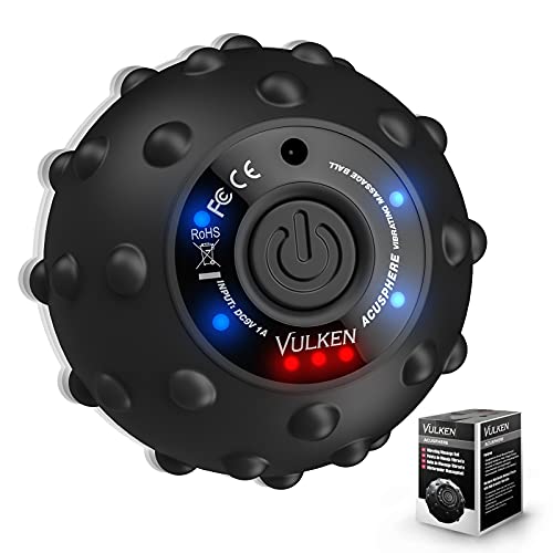 Vulken Acusphere 4 Speed High Intensity Vibrating Massage Ball for Muscle and Fitness, Plantar Fasciitis Pain Relief, Myofascial Release and Trigger Point Treatment