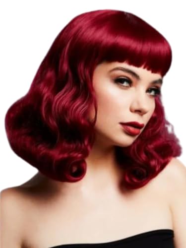 Smiffys Fever Bettie Wig with Short Fringe, Plum