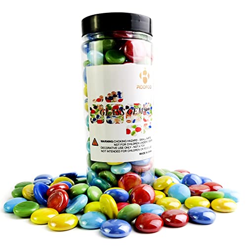 Flat Marbles Glass Gems Pebbles Gemstone Vase Fillers Beads For Vases Flat Gems Aquarium Floral Stones Decorative ,Craft Mosaics,Garden Plants,Table Scatter Decor,DIY Ornaments,Candy Colors,1.5 LB