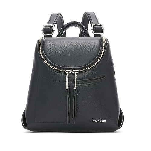 Calvin Klein Lake Organizational Mini Backpack, Black/Silver