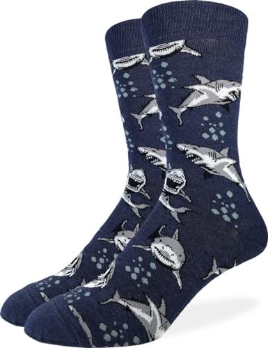 Good Luck Sock Men's Shark Attack Socks, Adult, Shoe Size 7-12