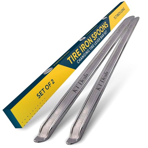KT Deals Tire Iron Spoons Changing Tire Lever Bar Set Tire Repair Tool Kit Rim Lifter Tire Changer Remove Tyre Heavy Duty Metal Steel for Motorcycle Bike Scooter Bicycle Mower (2 Pack 11.7')