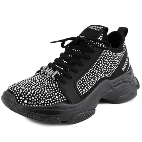 Juicy Couture Adana Women Lace Up Fashion Sneaker Casual Shoes Adana Black 8.5