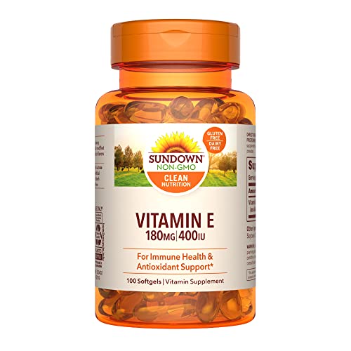 Sundown Vitamin E 400 IU Softgels, Supports Immune And Antioxidant Health, 100 Count