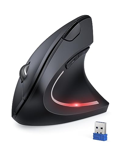 TECKNET Ergonomic Mouse, 4800 DPI Silent Mouse 5 Adjustable DPI, Wireless Mouse 2.4G Vertical Mouse 6 Buttons Computer Mouse Compatible with Windows/Mac/Chromebook/Linux/Notebook/Laptop/Computer