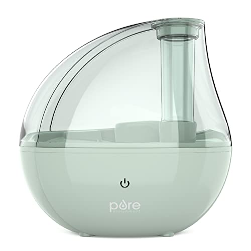 Pure Enrichment MistAire Silver Ultrasonic Cool Mist Humidifier - Lasts Up to 25 Hours, Whisper-Quiet Overnight Operation, 360° Mist Nozzle, Easy-Fill Tank, & Auto Safety Shut-Off (Whisper Green)
