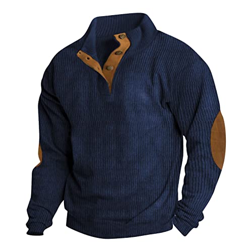 Generic Mens Corduroy Shirts Corduroy Hoodie Sweaters for Men Mens Long Sleeve Polo Designer Long Sleeve T Shirt Men Mens Small Sweatshirts Hoodies（1-Blue,3X-Large）