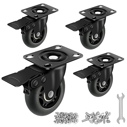 Apllamo 3' Casters Set of 4 ，4 Heavy Duty Quiet Casters, Max Load 2000LBS. Suitable to do Soft Wheels for cart, Glide Quietly and Protect The Floor, casters Set of 4 Heavy Duty.