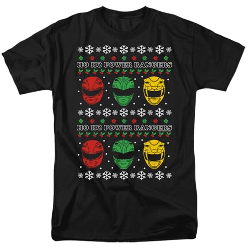 Power Rangers Ho Ho Power Rangers Ugly Christmas Unisex Adult T Shirt (X-Large) Black
