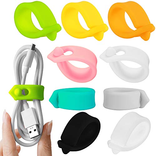 ELFRhino Cord Organizer Reusable Cable Straps Clips Wire Ties Charging Cord Power Cord Earphone Headphone Wrap Multipurpose Winder Holder Keeper Manager Management(Set of 9)