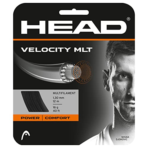 Head Velocity MLT Tennis Racket String 40' Set Multifilament Racquet String - Black, 17 Gauge