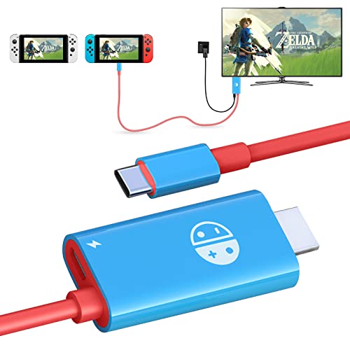 Aiaabq USB C to HDMI Cable for Nintendo Switch 2M/6.6FT Mini Switch Dock with 1080P@60Hz Output 100W PD Charging Port for Nintendo Switch, Laptop,Tablet, MobilePhone,SteamDeck (Blue)