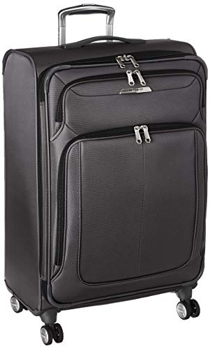 Samsonite Solyte DLX Softside Expandable Luggage with Spinner Wheels, Mineral Grey, Checked-Medium 25-Inch