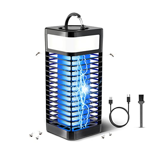 GKKOWN Bug Zapper Outdoor and Indoor, Mosquito Zapper, Fly Zapper, Electric Rechargeable Cordless Waterproof Mosquito Trap, Mosquito Killer Lamp for Home, Patio, Camping and RV, USB Battery Powered