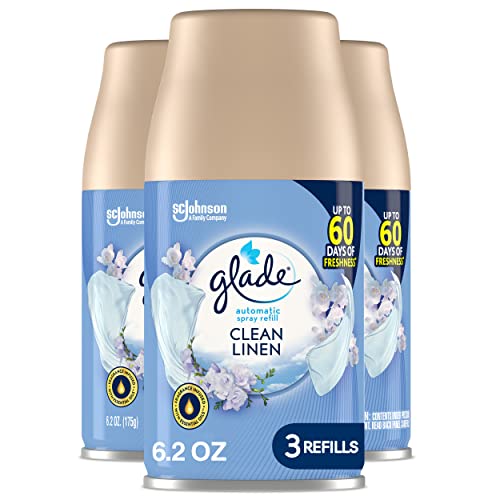 Glade Automatic Spray Air Freshener Refill, Scented Air Freshener for Home and Bathroom, Clean Linen, 6.2 Oz, 3 Count