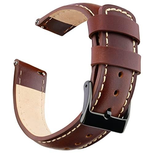 Threemart Genuine 20mm Leather Watch Band Classic Vintage Quick Release Watch Bands for Men Women