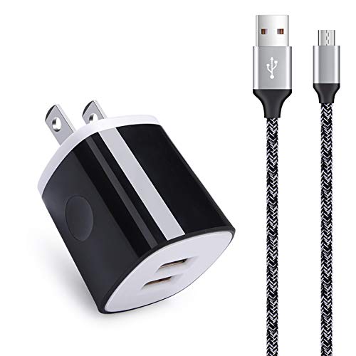 Charger Block Cube with Micro USB Cable Fast Charging Cord Compatible for Samsung Galaxy S7/S6/Edge/Active S5 S4 Note 5/4,J7 J3 J2 A7 A10S A10 A6,Moto E6 E5 G5 G4 Z2 G6 Play,LG K50 K40 K30 K20 V10 Q60