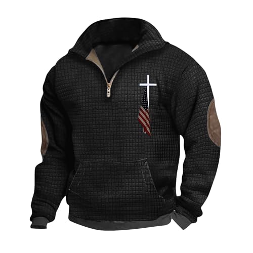 SKDOGDT Today Deals Prime, sweatshirts for men, Men's Long-Sleeve Quarter-Zip Fleece Sweatshirt Club Fleece French Terry Crew Sweatshirt