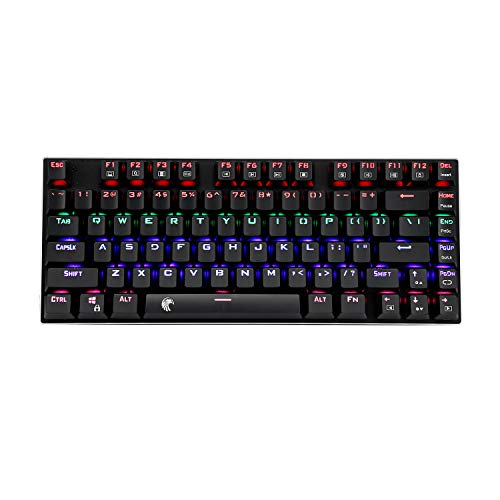 HUO JI 60% Mechanical Gaming Keyboard, E-Yooso Z-88 with Brown Switches, Rainbow LED Backlit, Compact 81 Keys, Black