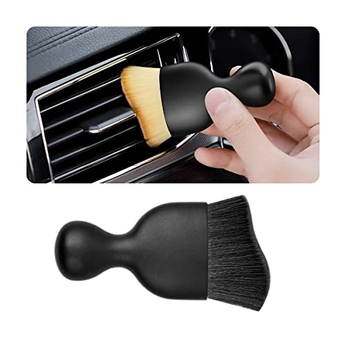 Blilo Car Interior Detailing Brush, Auto Soft Hair Cleaning Brushes, Curved Dirt Dust Collectors, Removal Tool for Dashboard Air Conditioner Vents Leather Computer, Scratch Free (Black)