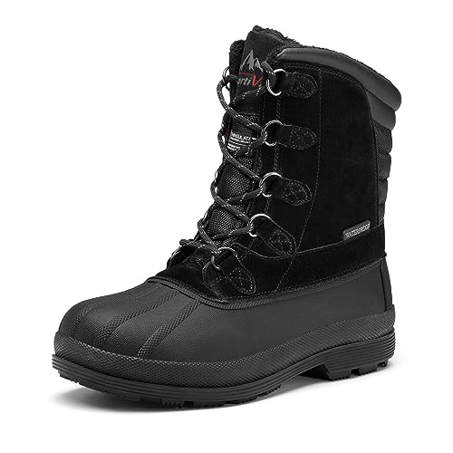 NORTIV 8 Men's Insulated Waterproof Work Winter Snow Boots 170390 M Black Size 10.5