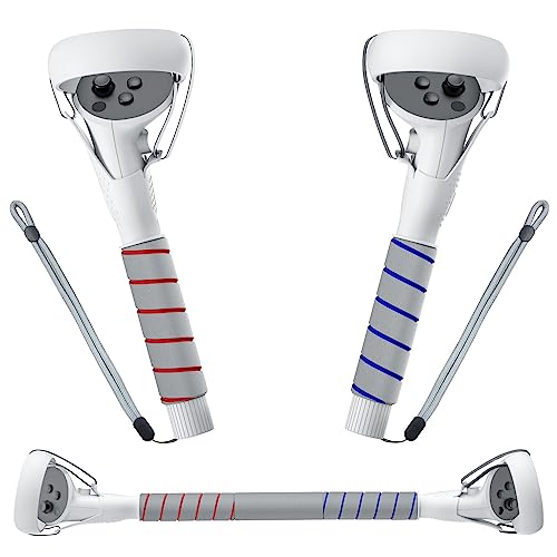SAQICO 2 in 1 Long Arms & Handle Attachments Compatible with Oculus Quest 2 Hand Controllers, VR Gorilla Tag Long Arms/Stick Extension Grips for Meta Quest 2 Accessories for Beat Saber Golf Club Game
