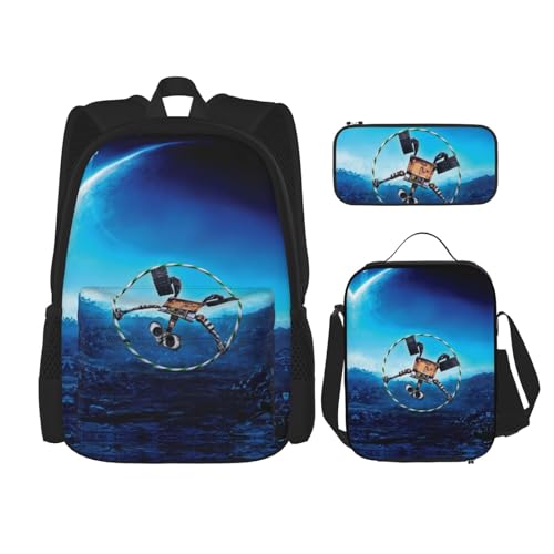 GTRHTYJ Travel Camping Work Backpack for Womens/Mens Gifts Basic Daypack Cartoon Anime Computer Bags Set 3 Piece Backpack With Lunch Box Pen Case