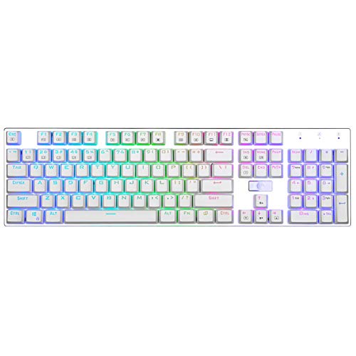 HUO JI E-Yooso Z-88 Mechanical Gaming Keyboard USB Wired, Programmable RGB Backlit, Red Switch - Linear, Metal Panel, 104 Keys for Mac, PC, White